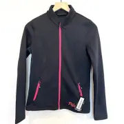 POLARIS Black Pink Womens Full Zip Mid Layer Jacket w Logo Fleece Lined Size S