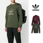 ADIDAS ORIGINALS 軍綠/酒紅 大學T 衛衣 運動 休閒 純棉 基本款 LOGO