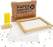 Waterproof Paper Making Screen Kit to Craft Your Own Handmade A4 Paper: Wood Deckle, Mesh Screen, Plastic Grid, Confetti, Sponge, 4 Couch Felts & Video Instructions…
