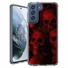 For Samsung Galaxy S20 S21 S23 S24 FE 5g TPU Case+Glass(Red Skull Stack)