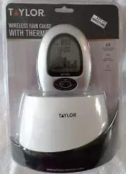 Taylor Wireless Rain Gauge Thermometer Indoor Outdoor Alarm Clock Calendar NEW