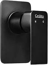Cefito Shower Tap, Square Mixer Showers Faucet Head Showerhead Tap Bath Accessories Bathroom Toilet Set Kitchen Fixtures Wall, Leak-Resistant Solid Brass Body Black