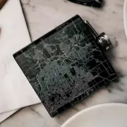 Lincoln - Nebraska Map Hip Flask in Matte Black