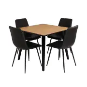 HomeStar Kanaka Dining Set W/ Square Dining Table & Set Of 4 Molly Dining Chair Black