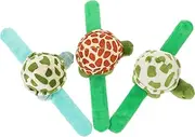 Sosoport 3pcs Stuffed Animal Slap Bracelets Cute Turtle Plush Wristbands for Parties Comfortable Wear Lightweight Slap Bands Fun Party Supplies Adorable Decor