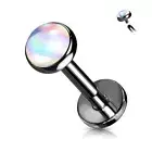 Piercing Ear Labret Black Stone Iridescent White