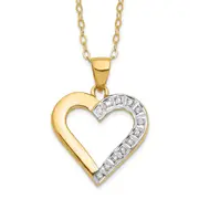 Sterling Silver Diamond Fascination Mystique 18K Gold-Plated Heart 18 Inch Necklace