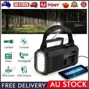Solar Wind Up Survival Emergency Phone Charger Hand Crank Flashlight AM/FM Radio