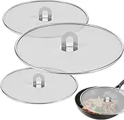 3 Pcs Splatter Guard Stainless Steel Frying Pan Splatter Screen Splash Proof Oil Splatter Cover with Foldable Handle Mesh Oil Proofing Lids for Kitchen Cooking (9.8 inch, 11.4 inch, 13 inch)