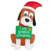 Gemmy 6ft LED Santa Cookie Dog Holding Sign Christmas Inflatable