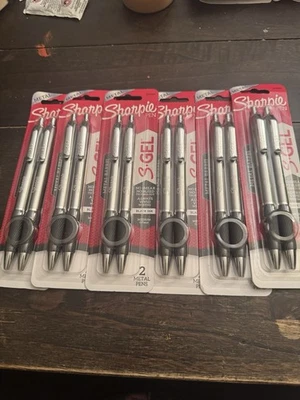 12. Sharpie S Gel Metal Pens Silver Black Ink. New
