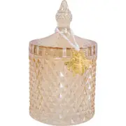 LVD Glass Cruz Trinket Box Storage Home Tabletop Decor Round 18.5cm Amber