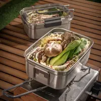 在飛比找momo購物網優惠-【800度C】露營炊煮不鏽鋼便當盒(炊具/保鮮盒)