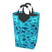 Sea Turtle Laundry Basket Ocean Beach Animals Foldable Laundry Hamper Blue Co...