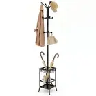 Hoctieon Coat Rack Freestanding Entryway Hanger Stand Umbrella Holder Hall Tr...