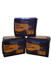 3 Packages Breeze Maxi Flexi-Wings Dri Fit Pads (Size 4) 48 total Overnight Pads