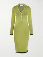 [AZ FACTORY] AZ FACTORY - + Ester Manas Ribbed-knit Dress - Yellow - small small Yellow