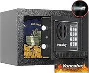 Money Safe Box for Home with Sensor Light & Fireproof Money Bag - 0.23 Cubic Feet Security Safe Box with Digital Keypad, Keys & Pass Code Lock Black