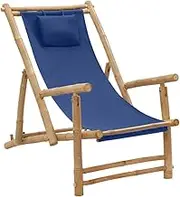 Generic Deck Chair Bamboo and Canvas Navy Blue,318596