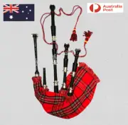 Scottish Bagpipe Black Silver Mounts Highland Bagpipes