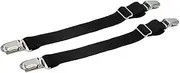 [Clockjuan] 4 Pcs Black Elastic Straight Garter Belts Clips Stocking Clamps Suspender Straps Shirt Sock Stays Holder, Women's Garters and Suspenders, Stockings Garters, Black, One Size