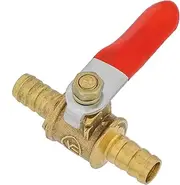 HALLMERS 8mm to 8mm Barbed Fitting Brass Inline Ball Valve with Lever Handle - Flow Control Durable Shut Off Valve for Low Pressure Water Air Gas Fuel Line Tap Irrigation Applications
