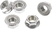 X AUTOHAUX 5 Pcs M12*1.75 Car Flange Nuts 201 Stainless Steel Girded Hex Lock Flange Nuts Non-Slip Lock Flange Silver Tone for Car Motorcycle