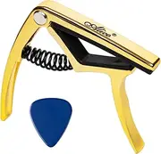 Alice Guitar Capo for Acoustic/Electric Guitar with Guitar Pick, Capo for Electric Guitar, Gold Guitar Capo for Acoustic