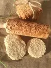 Wooden Carved Engraved Rolling Pin Embossed Dough Roller Springerle cookie mold