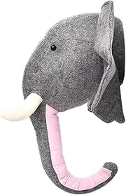 Elephant Head Wall Decor Wall Decor Kids Room Wall Decor Soft Plush Animal for Kids Room Bedroom Playroom Decor