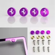 Laser Etched 4 Purple Aluminum Ferrari License Plate Frame Fastener Screws Cap (for: Ferrari)