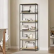 Oikiture Display Shelf 5 Tier Bookshelf with Iron Frame 62.5 x 29 x 173cm Black and Wooden