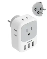 Israel Power Adapter, TESSAN US to Israel Travel Adaptor with 4 Outlets 3 USB...