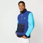 Nautica Mens Blue Colorblocked Logo Print 1/4 Zip Jacket Size XL NWT MSRP $148