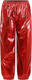 [Aislor] Kids Boys Girls Shiny Metallic Pants Elastic Waistband Trousers Jazz Cheerleading Dancewear