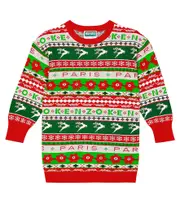 [Kenzo Kids] Kenzo Kids Intarsia cotton-blend sweater dress Y 14 red
