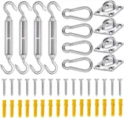 44Pcs Shade Sail Hardware Kit for Triangle Rectangle Sun Shade Sail Installation