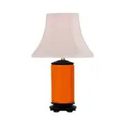 Orange Cylindrical Porcelain Vase Table Lamp 15"
