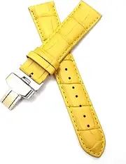[g24] 20mm Genuine Leather Yellow Watch Band Strap for Men and Women | Comfortable and Durable Material | Deployment Silver Buckle-Y2