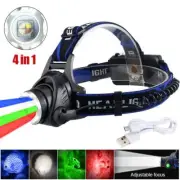 4 in1 Multicolor RGBW Zoom LED Headlamp Head Light Predator Hunting Light Torch