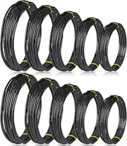 10 Rolls Bonsai Wires Anodized Aluminum Bonsai Training Wire in 5 Sizes - 1.0 mm, 1.5 mm, 2.0 mm, 2.5 mm, 3.0 mm, Total 164 Feet (Black)