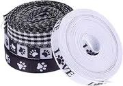 VALICLUD 4 Rolls Ribbon Soft Polyester Satin for Pet Party Decorations Present Wrapping and DIY Crafts Durable Black White Design for Lively Celebrations