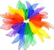 12pcs Square Juggling Silk Dance Scarves Magic Tricks Silk Scarves Performance Props Accessories Music Movement Scarves Rhythm Band Scarf Kids Play Scarves (6 Colors by 24 Inches)