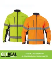 Bisley - Men's Soft Shell Jacket with 3M Reflective Tape Orange Yellow (BJ6059T)