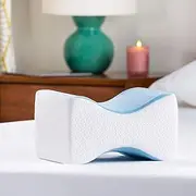 [Linenspa] Orthopedic Gel Memory Foam Knee Pillow for Side Sleepers-Back, Leg, Hip, Joint, Pregnancy, Sciatica Pain Relief, Dorm Room Essentials