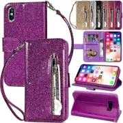 Luxury Case For iPhone 15 14 13 12 11 Pro Max X XR Zip Leather Wallet Flip Cover