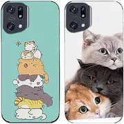 2 Pcs/Lot Cute Cat Pile Printed TPU Soft Gel Silicone Back Phone Case Cover (Case for Oppo Find X5 Pro)
