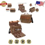 Elegant Vintage Leather Waxed Canvas Bartender Bag with Flexible Compartments