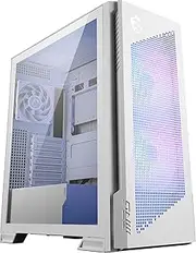 MSI MPG Velox 300R Airflow PZ White - Mid-Tower Gaming PC Case - Tempered Glass Side Panel - 3 x 120mm ARGB Fans - Liquid Cooling Support up to 360mm Radiator - Mesh Panel for Optimized Airflow