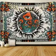 Lyacmy Mushroom Tapestry Burning Sun Tapestries Hippie Eyes Tapestry Mandala
